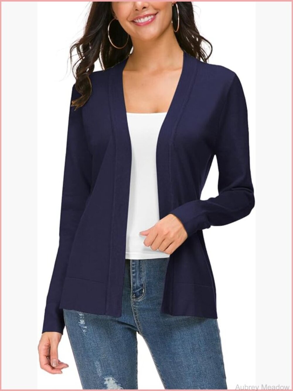 Long Sleeve Open Front Knit Cardigan Sweater